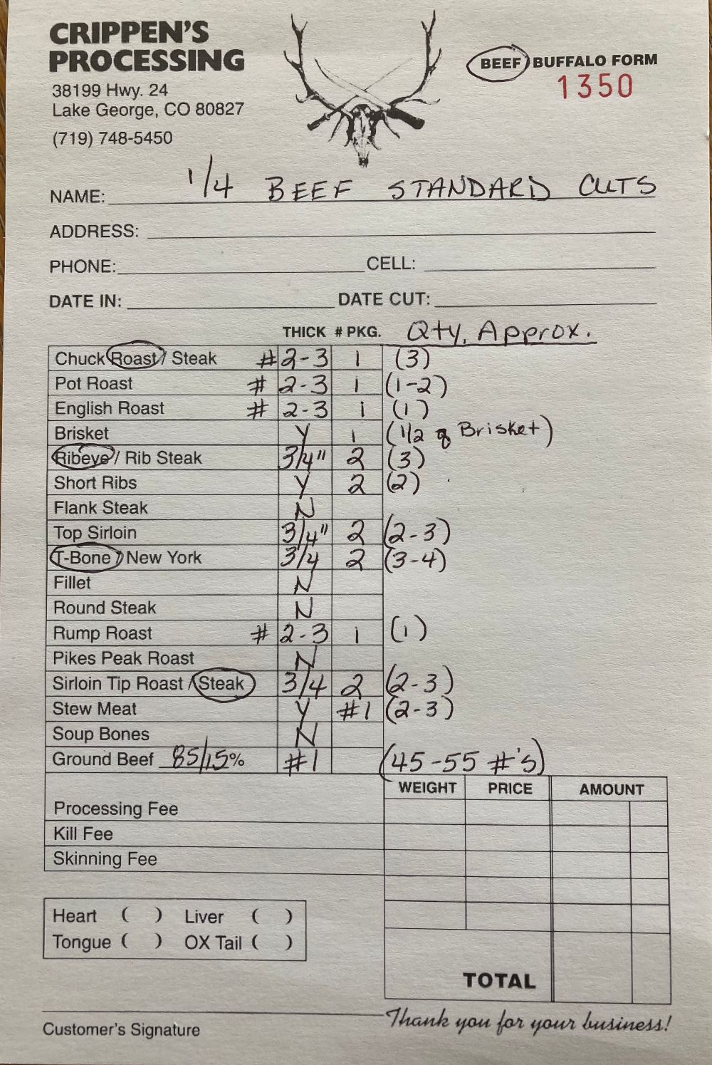 Crippen's Processing Lake Colorado Serving Woodland Park, Teller